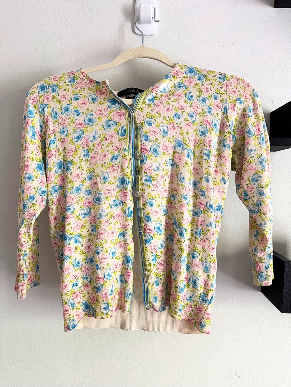 SILX by August Silk Pink Floral Rose Button Cardigan
